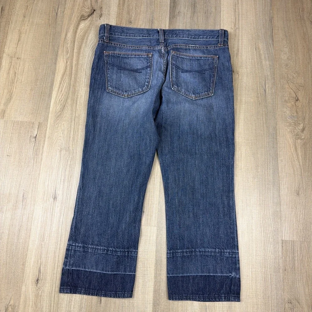 Gap Jeans Womens 28 6 Cropped Wide Leg Cuffed Hem 100% Cotton Denim Medium‎ Wash